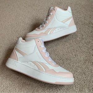 Reebok Club C Hi High top pink/white sneaker kids size 6Y